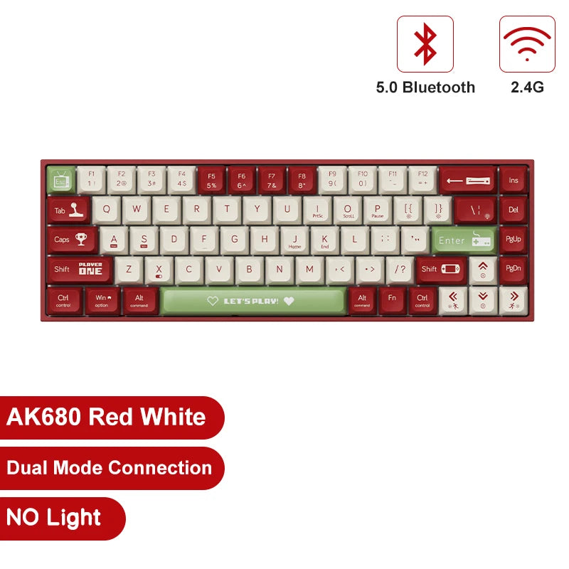 AK680 Gaming Mechanical Keyboard ABS Keycap 68 Keys Wired Wireless Bluetooth Keyboard Hot Swap Custom Gasket for Pc Laptop