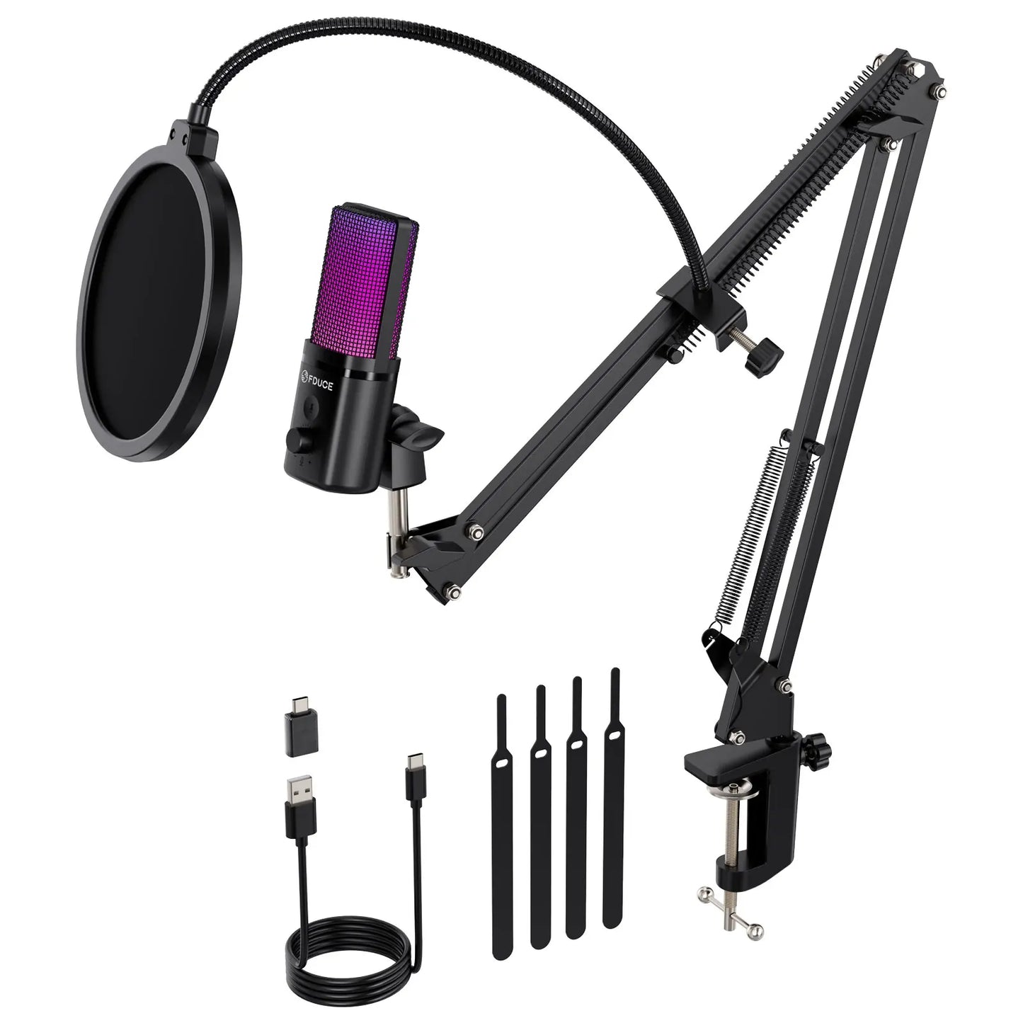 M160-RGB USB Gaming Microphone with RGB Dynamic Color,Touch Mute Button,Arm Stand or Tripod Shock Mount ,For PC PS5/4
