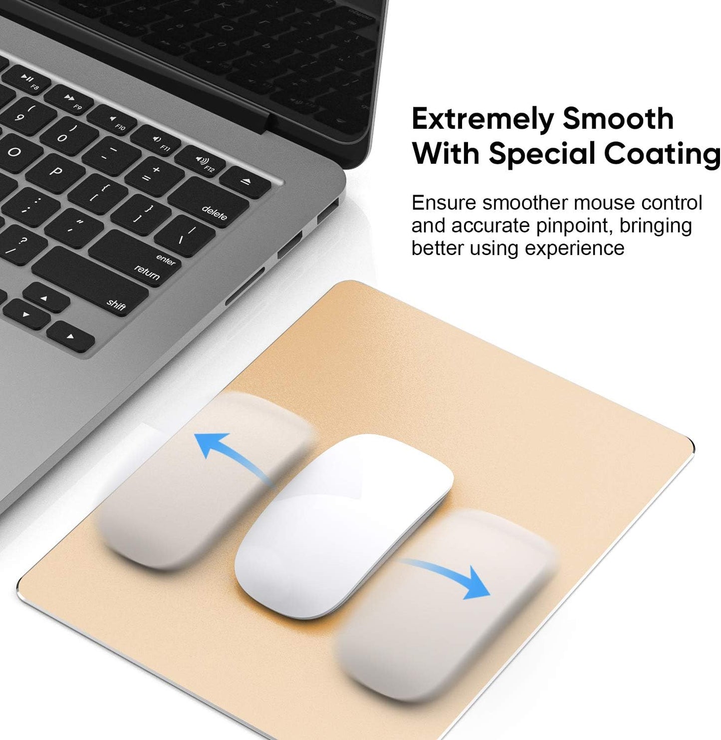 Mouse Pad, Gold Premium Hard Metal Aluminum Mousepad, Double Side Waterproof Ultra Smooth Mouse Pad for Fast and Accurate Mouse Control for Office and Gaming, 9.4 X 7.9Inch