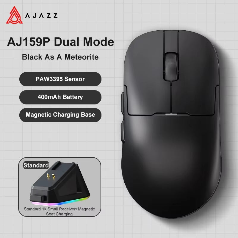 Aj159Apex Three-Mode Wireless Gaming Mouse 58G Lightweight 42000DPI PAW3950\3395 Bluetooth 2.4G PC MAC Gaming Office
