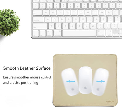 PU Leather Mouse Pad with Stitched Edge, Waterproof Gaming Mouse Mat for Computers, Laptops & Home, 10.2" X 8.3", 1 Pack (Beige)
