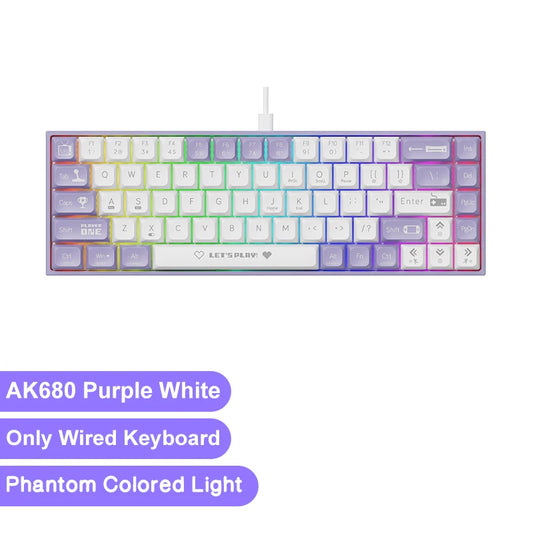 AK680 Gaming Mechanical Keyboard ABS Keycap 68 Keys Wired Wireless Bluetooth Keyboard Hot Swap Custom Gasket for Pc Laptop
