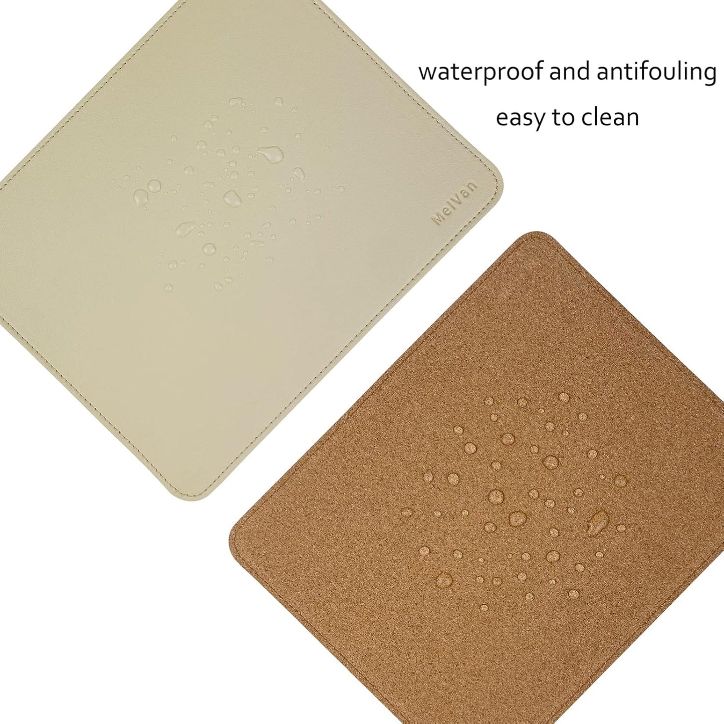 PU Leather Mouse Pad with Stitched Edge, Waterproof Gaming Mouse Mat for Computers, Laptops & Home, 10.2" X 8.3", 1 Pack (Beige)