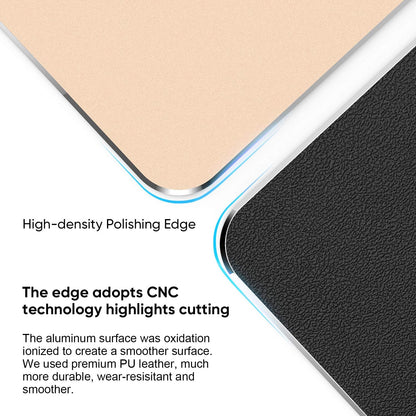 Mouse Pad, Gold Premium Hard Metal Aluminum Mousepad, Double Side Waterproof Ultra Smooth Mouse Pad for Fast and Accurate Mouse Control for Office and Gaming, 9.4 X 7.9Inch