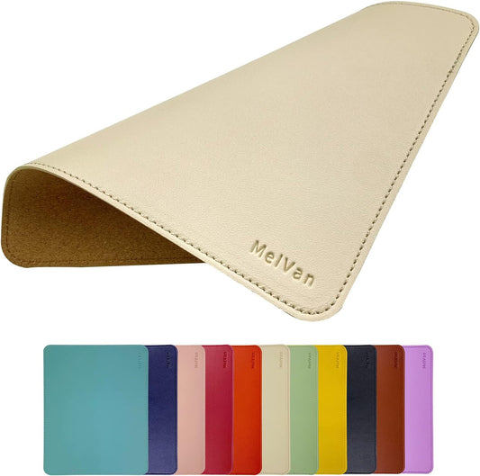 PU Leather Mouse Pad with Stitched Edge, Waterproof Gaming Mouse Mat for Computers, Laptops & Home, 10.2" X 8.3", 1 Pack (Beige)