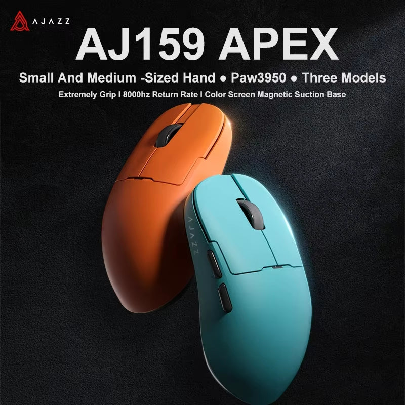 Aj159Apex Three-Mode Wireless Gaming Mouse 58G Lightweight 42000DPI PAW3950\3395 Bluetooth 2.4G PC MAC Gaming Office