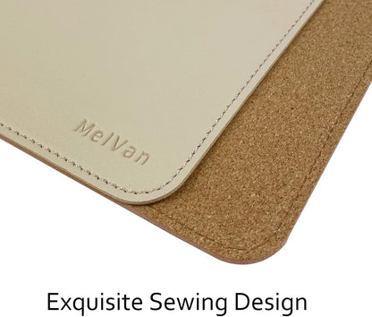 PU Leather Mouse Pad with Stitched Edge, Waterproof Gaming Mouse Mat for Computers, Laptops & Home, 10.2" X 8.3", 1 Pack (Beige)