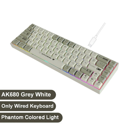 AK680 Gaming Mechanical Keyboard ABS Keycap 68 Keys Wired Wireless Bluetooth Keyboard Hot Swap Custom Gasket for Pc Laptop