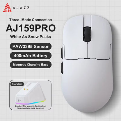 Aj159Apex Three-Mode Wireless Gaming Mouse 58G Lightweight 42000DPI PAW3950\3395 Bluetooth 2.4G PC MAC Gaming Office