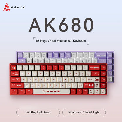 AK680 Gaming Mechanical Keyboard ABS Keycap 68 Keys Wired Wireless Bluetooth Keyboard Hot Swap Custom Gasket for Pc Laptop