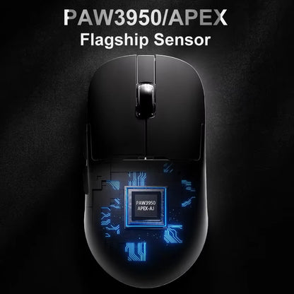 Aj159Apex Three-Mode Wireless Gaming Mouse 58G Lightweight 42000DPI PAW3950\3395 Bluetooth 2.4G PC MAC Gaming Office