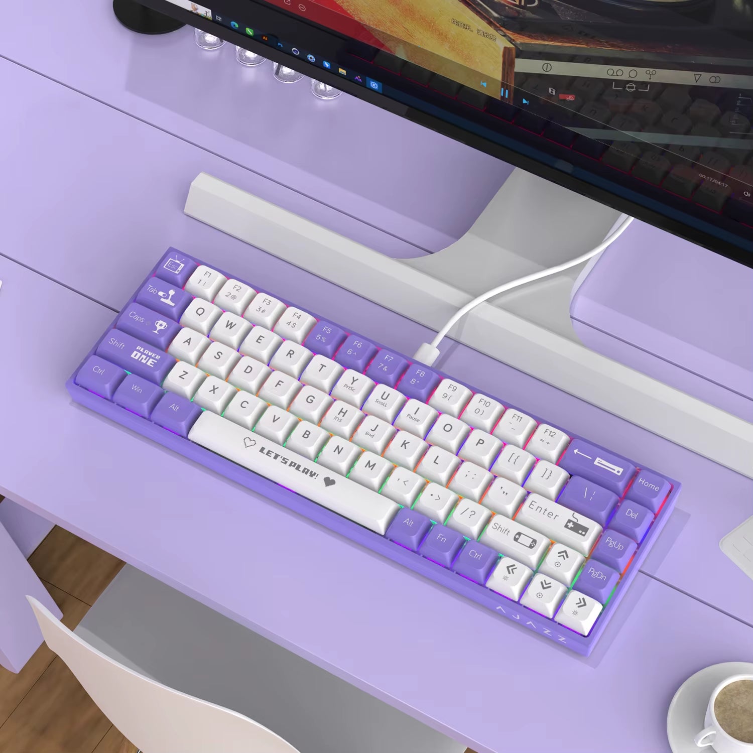 AK680 Gaming Mechanical Keyboard ABS Keycap 68 Keys Wired Wireless Bluetooth Keyboard Hot Swap Custom Gasket for Pc Laptop