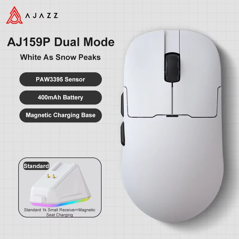 Aj159Apex Three-Mode Wireless Gaming Mouse 58G Lightweight 42000DPI PAW3950\3395 Bluetooth 2.4G PC MAC Gaming Office